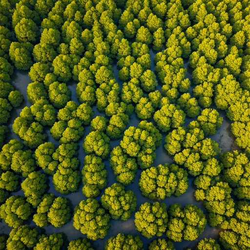 Aerial view of mangrove forests